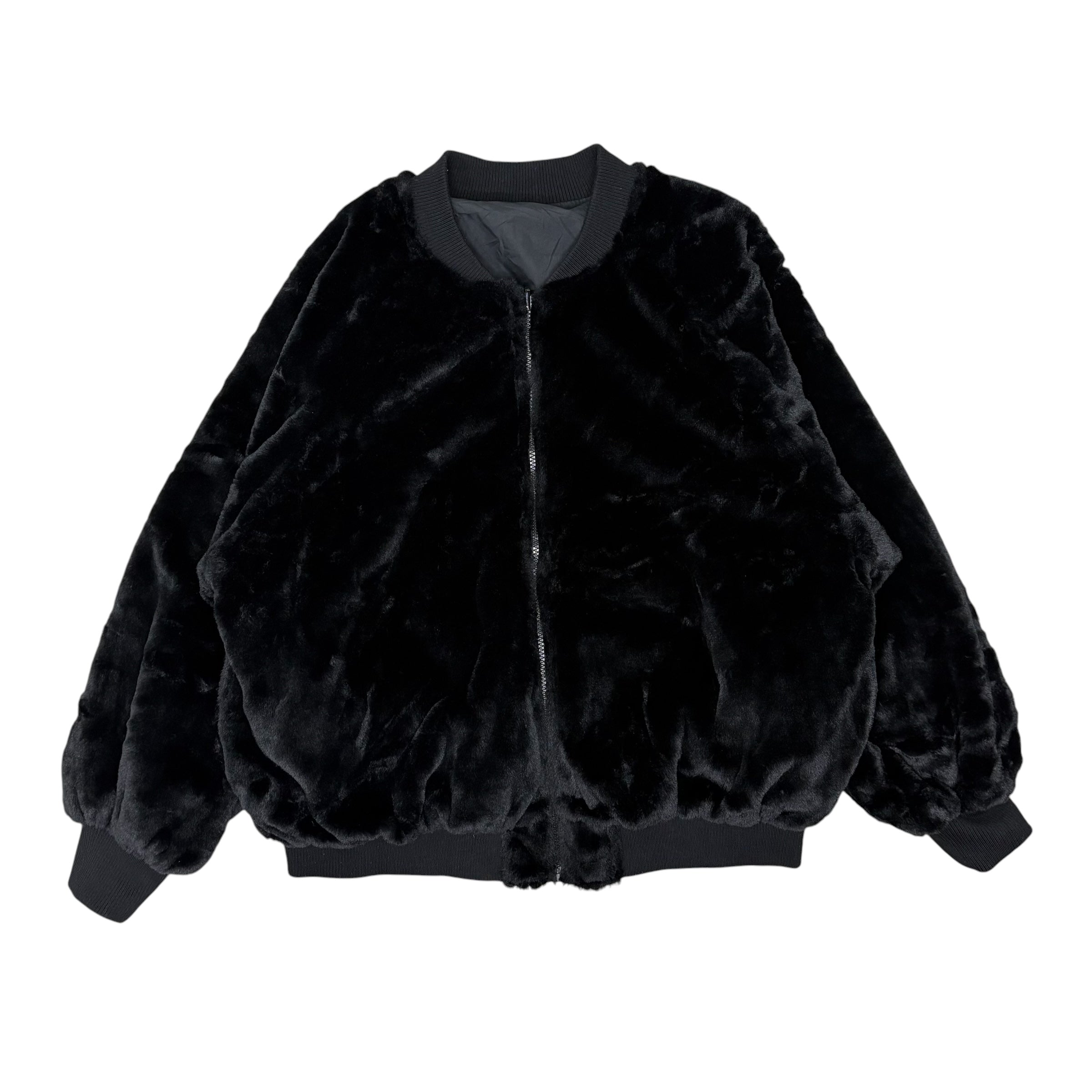 Black Faux Fur Bomber Jacket