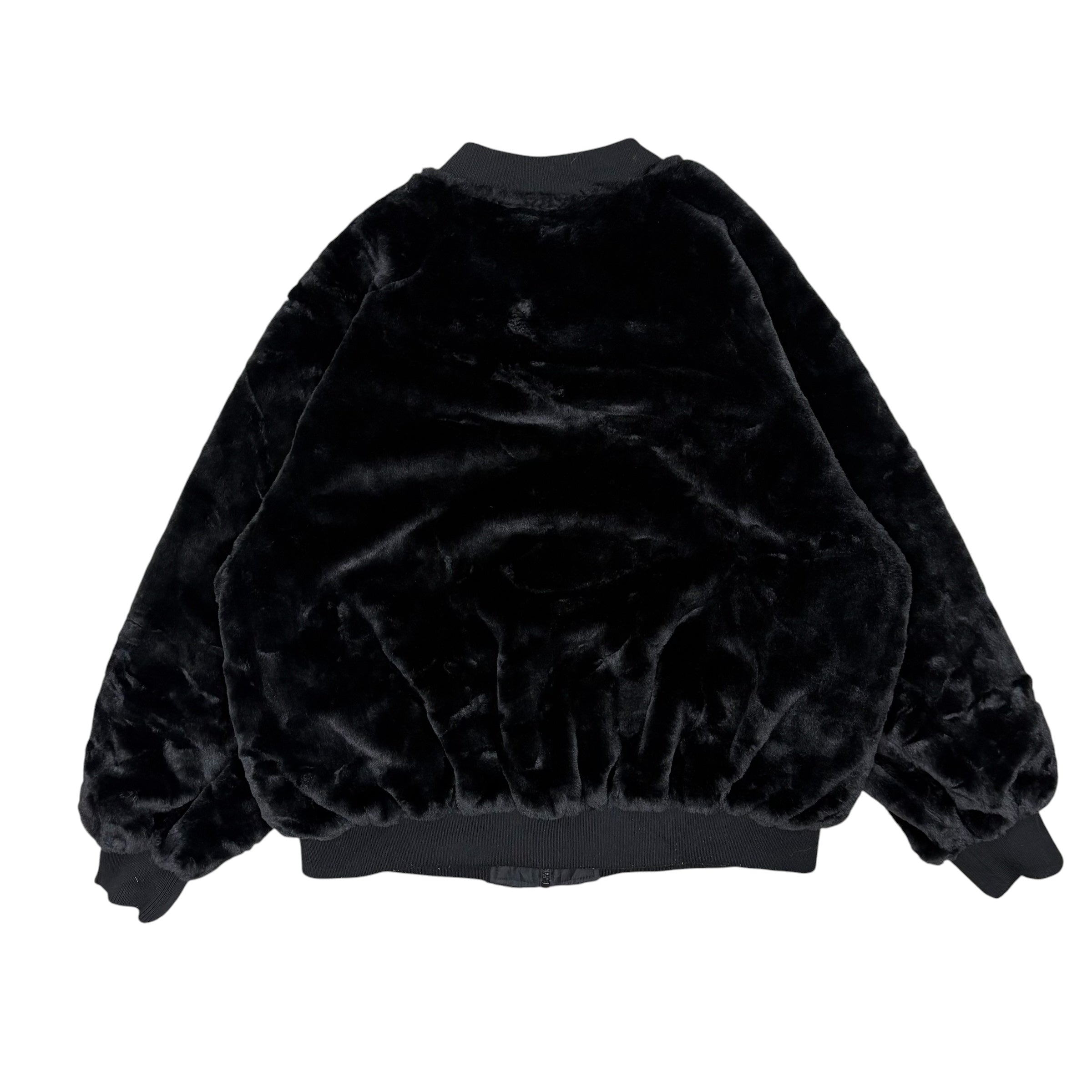 Black Faux Fur Bomber Jacket