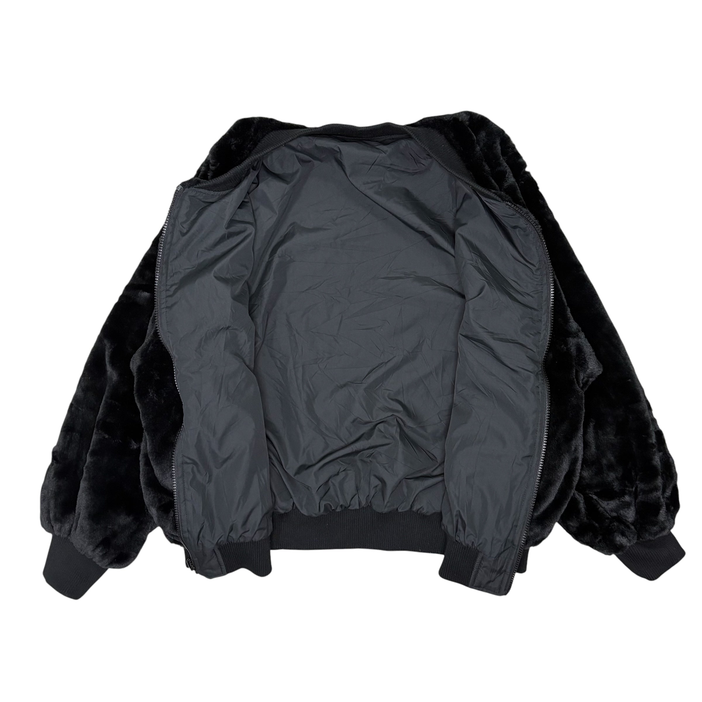 Black Faux Fur Bomber Jacket