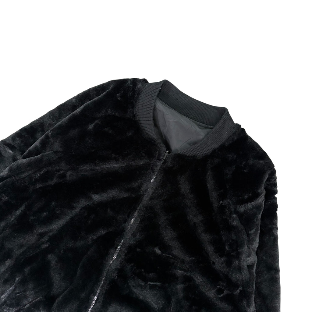 Black Faux Fur Bomber Jacket